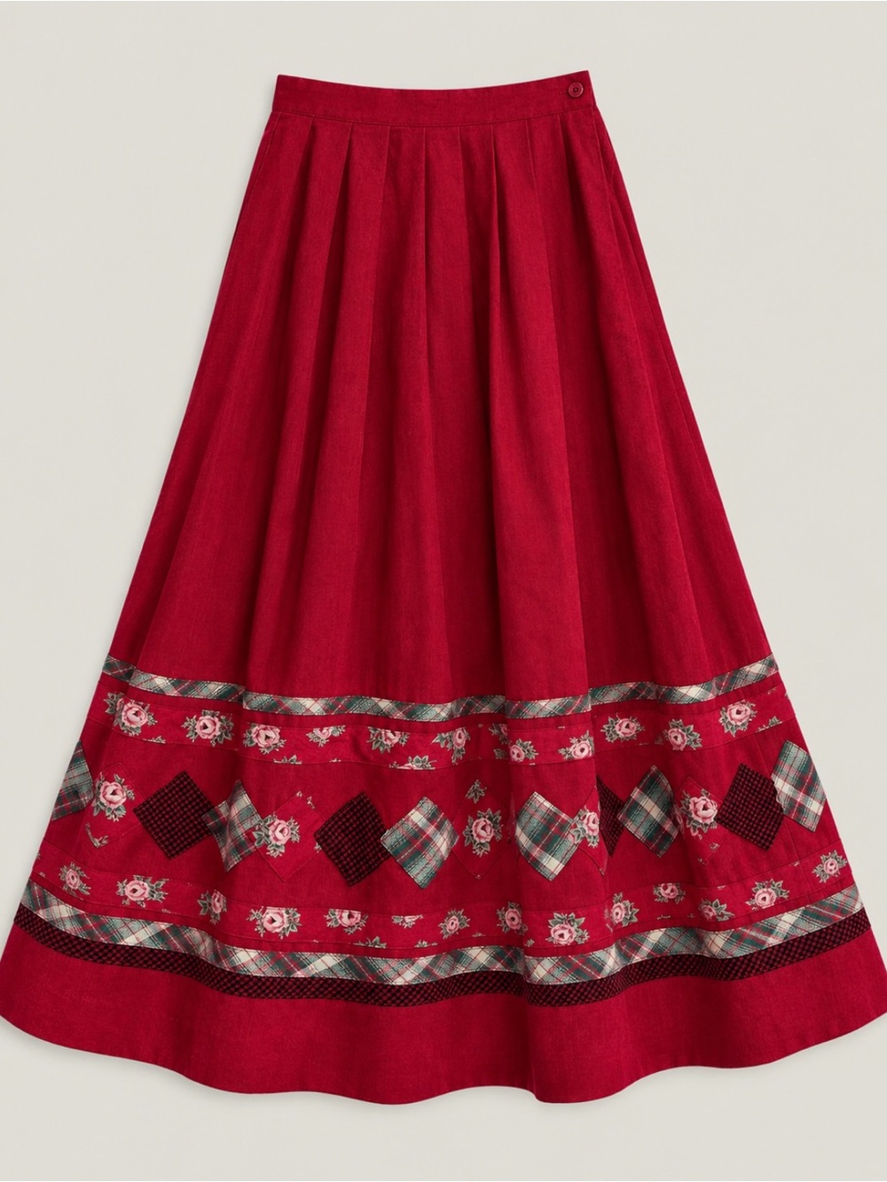 Vintage Susan Bristol Patchwork Corduroy Skirt NWT Size 10 Red 80s 90s Grandma